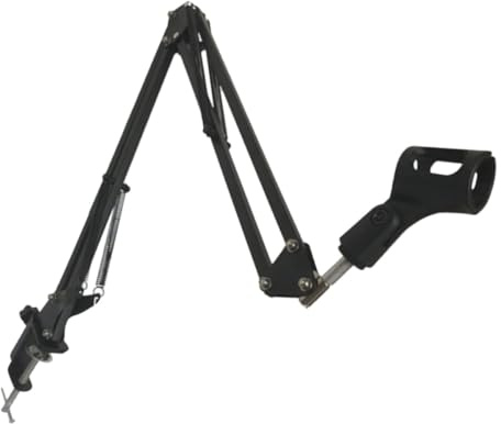 CVUTOVO Verstellbare Mikrofonhalterung aus Metall für Desktop mit Flexiblem Klappbarem Doppelarm und 1500g Tragkraft für Studio und Bühnenanwendungen