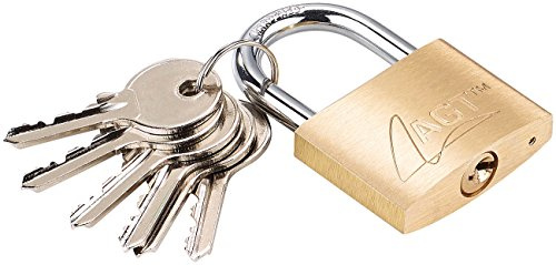 AGT Vorhängeschloss: Vorhänge-Schloss aus Messing, 43 mm, 6 Schlüssel (Outdoor Schloss, mit Zusatzschlüssel, Türschloss)