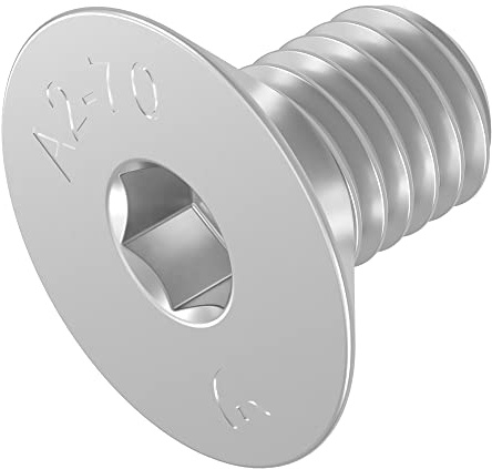 SECCARO Senkschraube M10 x 16 mm, Edelstahl V2A VA A2, DIN 7991 / ISO 10642, Innensechskant, 20 Stück
