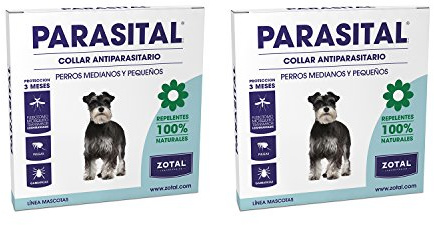 Zotal Parasital - Pack 2 Unidades - Collar Antiparasitario para Perros Pequeños y Medianos – 60 cm - Protección 4 Meses – Repele Pulgas, Garrapatas y Mosquitos – Aceites Naturales