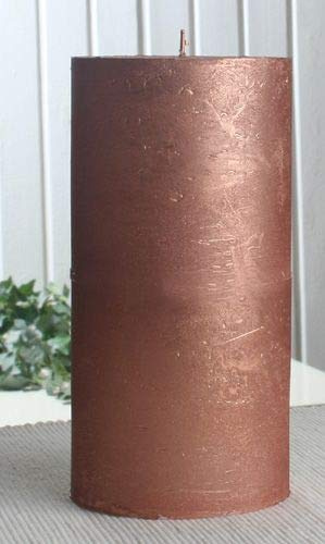 Rustik-Stumpenkerze, 20 x 10 cm Ø, Kupfer-metallic