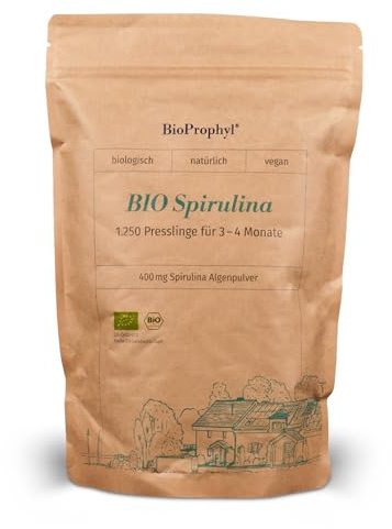 BioProphyl® BIO Spirulina - 1250 Presslinge à 400 mg Spirulina Algenpulver - 500 g Vorratspackung - ohne Hilfsstoffe EG-Öko-VO DE-ÖKO-013