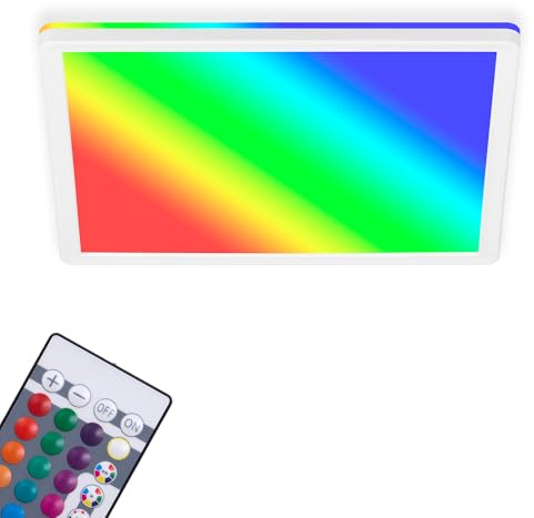 BRILONER Leuchten - LED Panel, Deckenleuchte dimmbar, Deckenlampe, RGB, Farbsteuerung, Backlight, inkl. Fernbedienung, 15 Watt, 1.850 Lumen, 4.000 Kelvin, Weiß, 293x293x28mm (DxH)