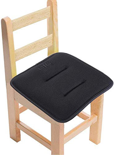 Big Hippo Cuscino per sedia con nastri, in memory foam, per bambini a partire da 1 anno, in legno, biblioteca, camera da letto e soggiorno, antiscivolo, 30 x 30 x 3 cm, confortevole ed ergonomico-nero