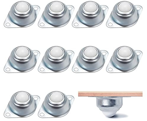 Bearing Nylon Ball, 10 Pcs Universal Steel Ball Roller Ball Wheel, Casters Nylon Small Castor Wheels, Ball Transfer Bearing for Conveyor, Transmission, Furniture, Load Capacity 30KG Per Castor