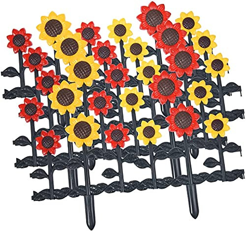 Recinzioni per Giardino Staccionata per Giardino Recinzione da giardino Ornamento da giardino Decorazione per la casa 5 pezzi Girasole Bordo in plastica Steccato da giardino Bordo vegetale llxyzrzbhd1
