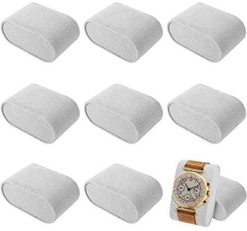 Boisbresil 8 Stück Uhrenkissen, Schatulle für Uhren, Kissen, Schmuck, Kissen, Uhren, Kissen, Samt, Kissen, Display für Armband, Uhr, Schmuck, Grau