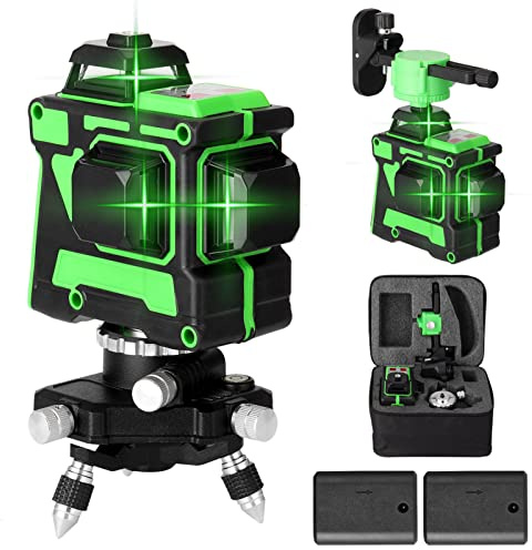 Geevorks Livella Laser Autolivellante 360 Livella Laser, 3D 12 Linee Strumento Livella con Supporto per Treppiede, Supporto a Parete.