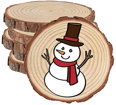 HAKZEON 6 st 20–23 cm naturliga träskivor, 2 cm tjocka trärundor med bark, obehandlade träskivor för hantverk rustika bröllopsprydnader, gör-det-själv-konst jul heminredning