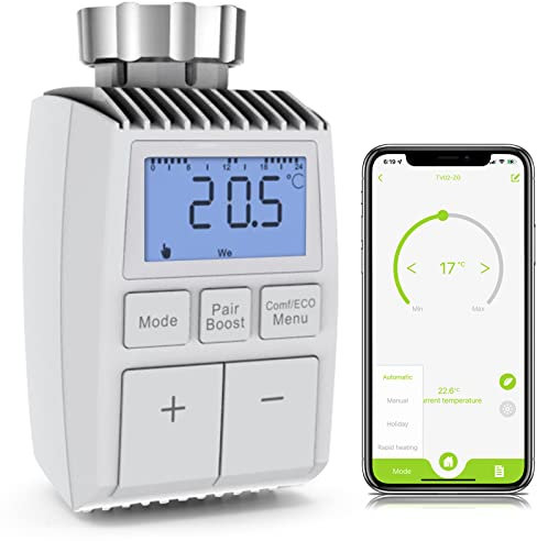 BSEED Smart Heizkörperthermostat, ZigBee intelligente Digitale Heizungssteuerung per Tuya App und Smart Life, funktioniert mit Alexa und Google Home, (Tuya Hub Nicht enthalten)