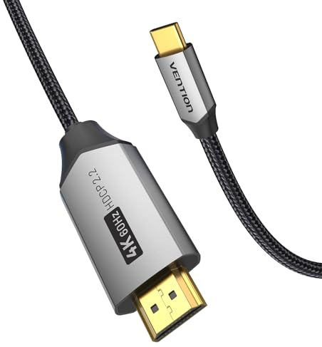 VENTION UBS C HDMI 2m, Cable USB C a HDMI (4K@60Hz) Compatible con Thunderbolt 3 HDMI USB C para MacBook, iPad Pro, Galaxy S series, Surface Book, etc