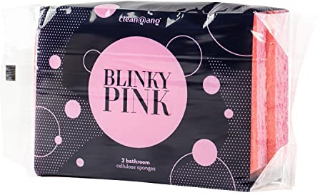CleanGang - Badezimmer Schwamm Blinky Pink mit Zellulose - extrem saugfähiger Bad Schwamm mit Zwei Seiten - ergonomisch geformter Bad Reiniger Schwamm - sanfte Putzschwämme 2 Stück