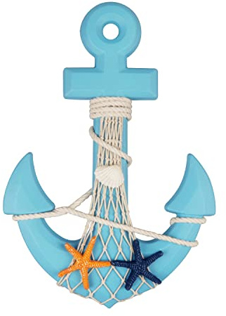 Meching 13 Nautical Wooden Anchor with Rope Nautical Beach Wood Anchor Wall Art Decor Door Hanging Ornament Beach Theme Home Decoration