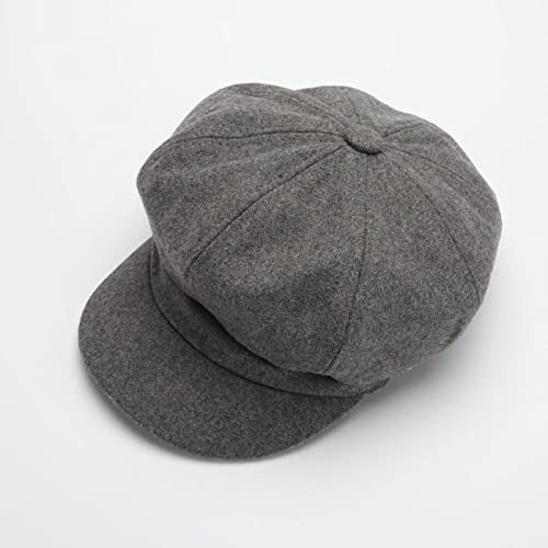 tcax Baskenmütze Damen Herbst-Winter-Hüte Für Frauen, Einfarbig, Achteckig, Ballonmütze, Männer, Damen, Freizeitmütze, Wintermütze, Frauen, Malermütze, Dunkelgrau, 56-58 cm