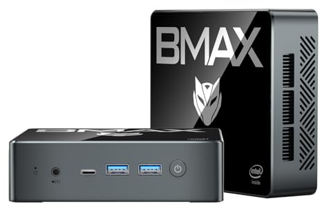 BMAX Mini PC 16 Go DDR4 512 Go SSD Intel Alder Lake N100 W-11 Pro 3,4 GHz 4 cœurs 4 Fils Extensible SSD 4K 60 Hz Tipo-C (Fonction complète) HDMI*2/USB*4/Wi-FI 5/2.4 +5G/BT4. 2