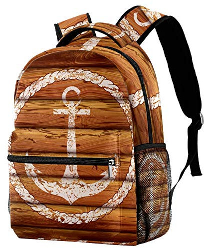IUBBKI Reiserucksack Holz Runde Segeln Student Tasche Langlebig Cool Große Kapazität Personalisierte Wasserdichte Rucksack für Schule Kinder, Siehe Abbildung, One size