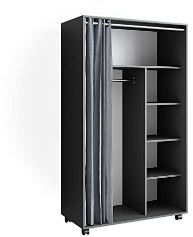 Vicco Kleiderschrank Doros, Flügeltürenschrank, Grau, 100 x 168 cm