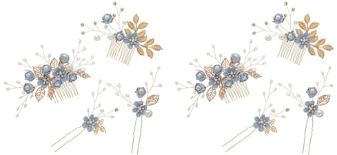 Abaodam 8stücke Braut Haarkamm Set Teiliges Handgefertigtes Haarschmuck-set Blau Mit Floralen Akzenten Für Hochzeiten Brautjungfern Und Besondere Anlässe Elegantes Design Accessoire