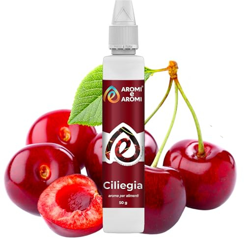 AROMI E AROMI | Aroma Ciliegia - Aroma Alimentare in Gocce per Dolci, Bevande e Yogurt | Prodotto Vegano e Zero Calorie | Prodotto Italiano | (50ml)