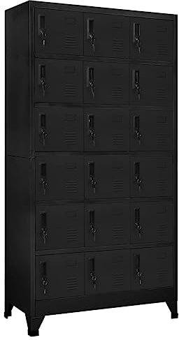 Schließfachschrank, Werkzeugschrank Metallschrank Vorratsschrank Aktenschränke Geeignet für Lagerhaus Büro Garagen Supermärkte Schwarz 90x40x180 cm Stahl