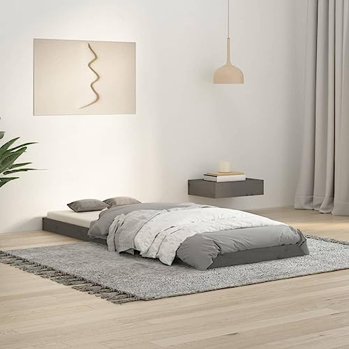 CKioict Palettenbett Modernes Bettgestell Jugendbett Massivholzbett Grau 75x190 cm KieferGeeignet für Arbeitszimmer, Wohnzimmer, Hotel