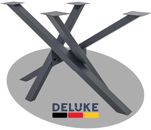 DELUKE® Tischgestell Metall Sider Grau | inkl. Schrauben + Bodenschoner | Tischbein Tischkufen Tischgestell für Holztisch Esstisch Schreibtisch Sitzbank | 72x60x120cm