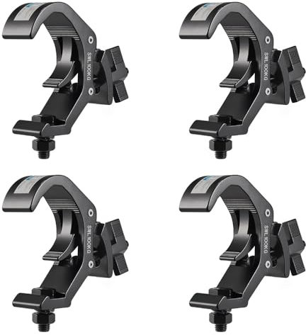 1.57-2.36 Inch Truss Clamp, 4PCS GZhumin Professional Aluminium Black Stage Lighting Clamp Hook with TUV Certified, Heavy Duty 100KG 220LB Lighting Clamps, Fit for 40-60 mm OD Tube