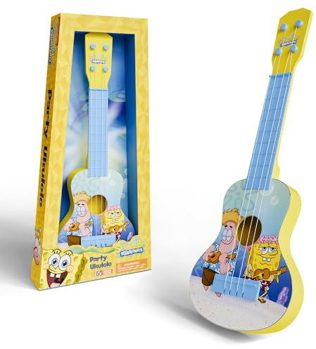 Spongebob Party Ukulele for Kids - Musical Instrument Toy Guitar with Sponge Bob Squarepants for Early Learning - Kids Guitar Strings, Toddler Gifts - Spongebob Toys for Boys, Birthday, Christmas