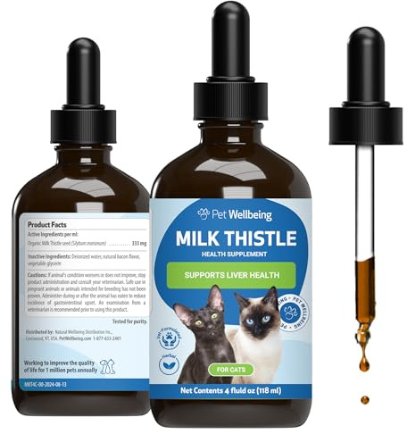 Pet Wellbeing Milk Thistle for Cats - Organic Milk Thistle, Supports Healthy Liver Function & Detoxification - Vet-Formulated Herbal Supplement - 4 oz (118 ml)