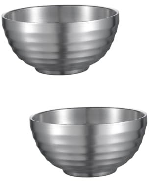 Amosfun 2 Pz zuppiera a doppio di pasta contenitore per alimenti veloci porta ramen retrò cucine ramen in acciaio inossidabile stoviglie compatte Silver