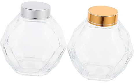 Cabilock Hexagonal Honey Jar Bee Honey Bottle Storage Jars Lids Airtight for Honey Preserving