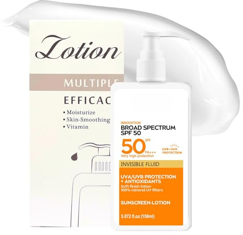 Sunscreen SPF 50 PA+++, Suncream Lotion for Face & Body, Water & Sweat Resistant Sun Lotion, SPF Moisturiser with UVA/UVB Protection, Non-Greasy Sun Cream, Broad Spectrum SPF 50 Sunblock, 150ml