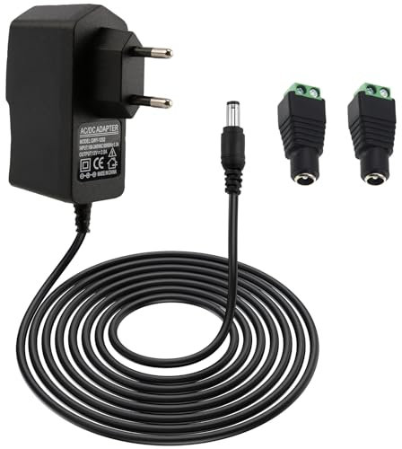 12V 2A Cargador Universal, AC DC Alimentación para Tiras de LED, Transformador 100-240V 50-60HZ con 2 Adaptadores DC, Cargador Universal para Cámaras Router Sistemas GPS, 5.5x2.1mm