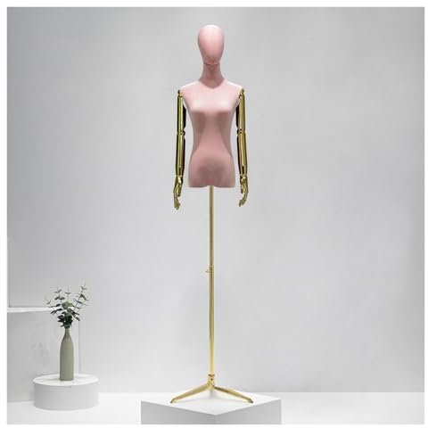 EPYBJYWQ Schneiderpuppe Damenbüste Weiblich, 53-77 Zoll Höhe Verstellbar Tragbar Mannequin Stand Dress Form Schneiderbüste mit Galvanisierten Armen und Stativ Basis(F,S-Small)