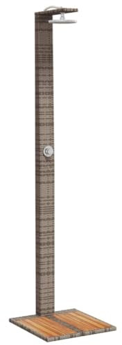 Emmtore Ducha de Exterior ratán PE y Madera Acacia Gris 50x55x224 cm