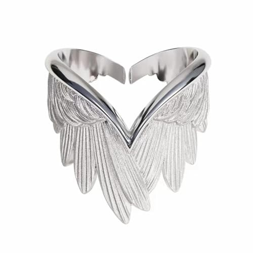 Hasdnker Ring Ringe Damen Bijouterie Herren Exquisite Engelsflügel Mode Silber Farbe Ring Männer Frauen Alltagskleidung Cocktail Party Prom Einstellbar