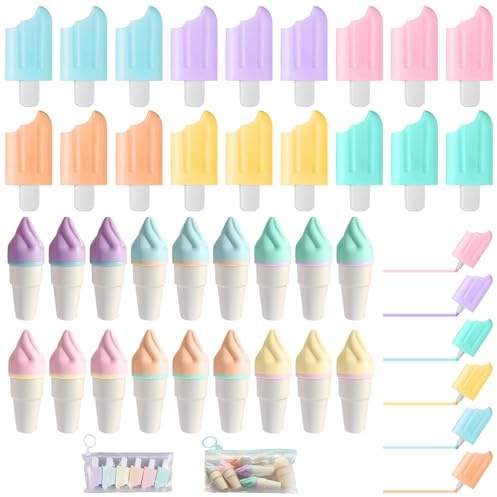 36 Stück Mini Textmarker, Eisförmige Mini Kinder Textmarker, 6 Farbe Leuchtstifte Pastell, Lustige Stifte für Kinder, Highlighter Pen, Marker Kinder Set für Geschenke, Geburtstag, Party und Schule