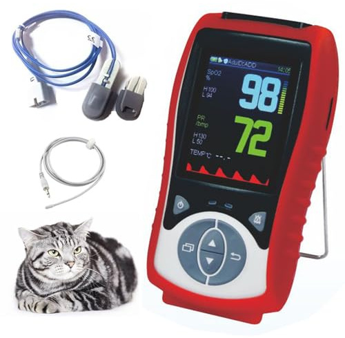 Mavdecll Handheld-Veterinär-Pulsoximeter, Pulsfrequenz- Und Herzfrequenzmesser, Mit Ohr-Zungen-Sensor, 2,8-Zoll-LCD-Digitalanzeige, Für Katzen, Hunde, Haustiere Krankenhaus