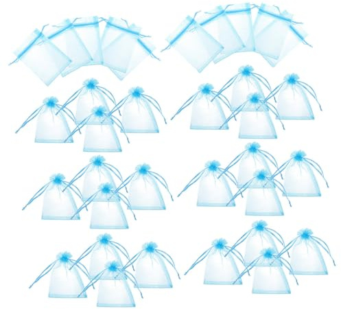 100 Piezas Bolsas de Organza con Cordón para Joyas y Bolsitas Pequeñas de Almacenamiento para Fiestas Bautizos y Bodas