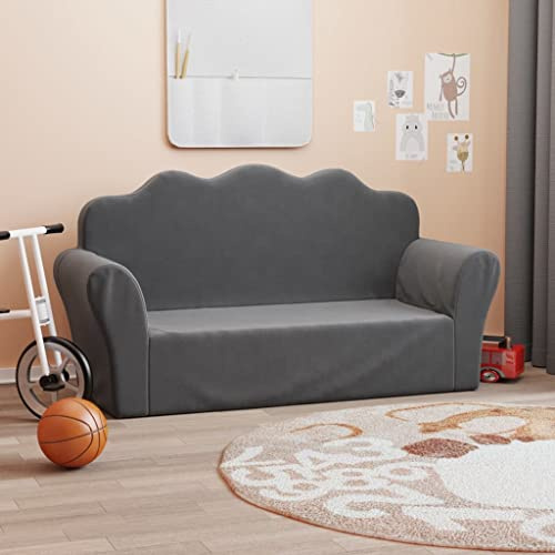 Générique Canapé pour Enfants 2 Places Anthracite Peluche Douce,Meubles,Mobilier pour bébés & Tout-Petits,Anthracite,2.65KG,357048