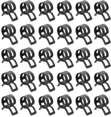 sourcing map 30pcs Spring Band Type Hose Clamps 10mm Fuel Line Hose Spring Clip Silicone Vacuum Hose Pipe Clamp Low Pressure Tube Clip Fastener, Black