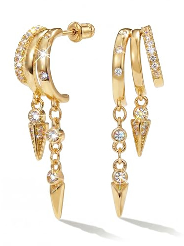 MUMREUES Ohrringe Gold Damen Hängend 14 Vergoldet Goldene Ohrhänger Schmuck