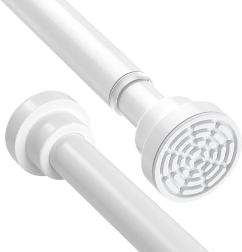 AIZESIShower Pole,Tension Rods 79 To 195 Cm, Spring Tension Curtain Rod, Tension Rods For Curtains, Extendable Tension Pole,White Curtain Poles No Drilling For Window, 1pcs
