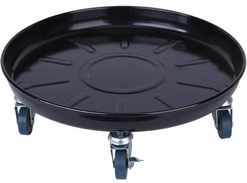 WUXTOKV Drip Tray Made of Iron, Oil Drain Container with Rollers, Painted Finish for Wear and Rust Resistance, Strong Weighing Capacity(Black,33cm/13in)