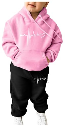 Generisch Survêtement à capuche unisexe 2 pièces pour filles, enfants, garçons, enfants, sweat à capuche, pantalon de jogging, Rose, 4-5 ans