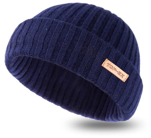 PolarWool 100 % merinoull L/XL/XXL troyer mössa klocka mössa ett lager 3 stilar varm vinter stickad mössa män kvinnor, Marinblå, M-L