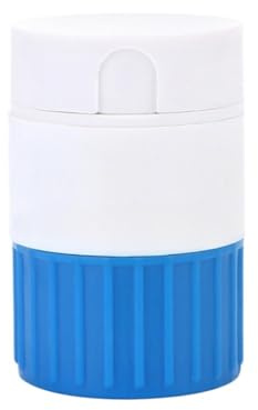 Pilulier multifonction 4 en 1 avec coupe-médicaments, broyeur, gobelet, gris et blanc, 6,2 x 2,44 cm, rangement portable pour médicaments (bleu)