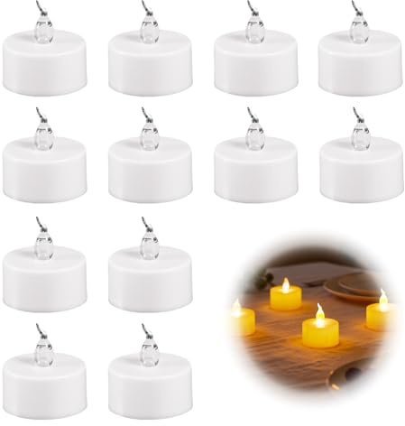 Horktrust 12 articles bougies chauffe-plat à LED, alimentées par piles, Bougies LED jaunes chaudes, idéales pour les mariages, les fêtes et les occasions festives
