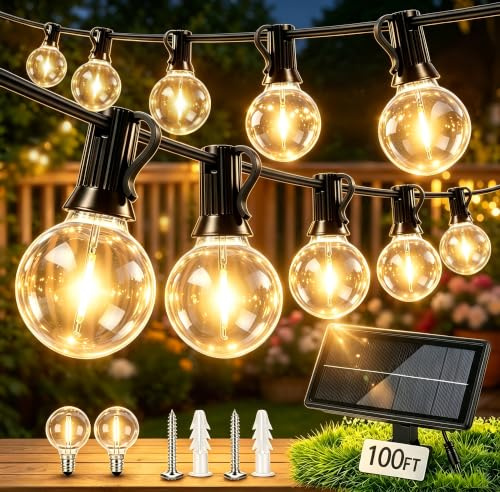 LaPitio Guirnaldas Luces Exterior Solar, 30M 50+2 Bombillas LED Irrompibles