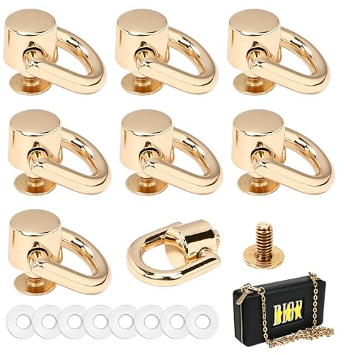 8 Piezas Remaches Anillo,Remaches de Cabeza Redonda,HMCEY Remache de Perno Metalicos,Artesanía Remache de Cuero Bolsos,Tachuelas para Ropa para Manualidades, Decoración, Mochila, Cinturón Bolso